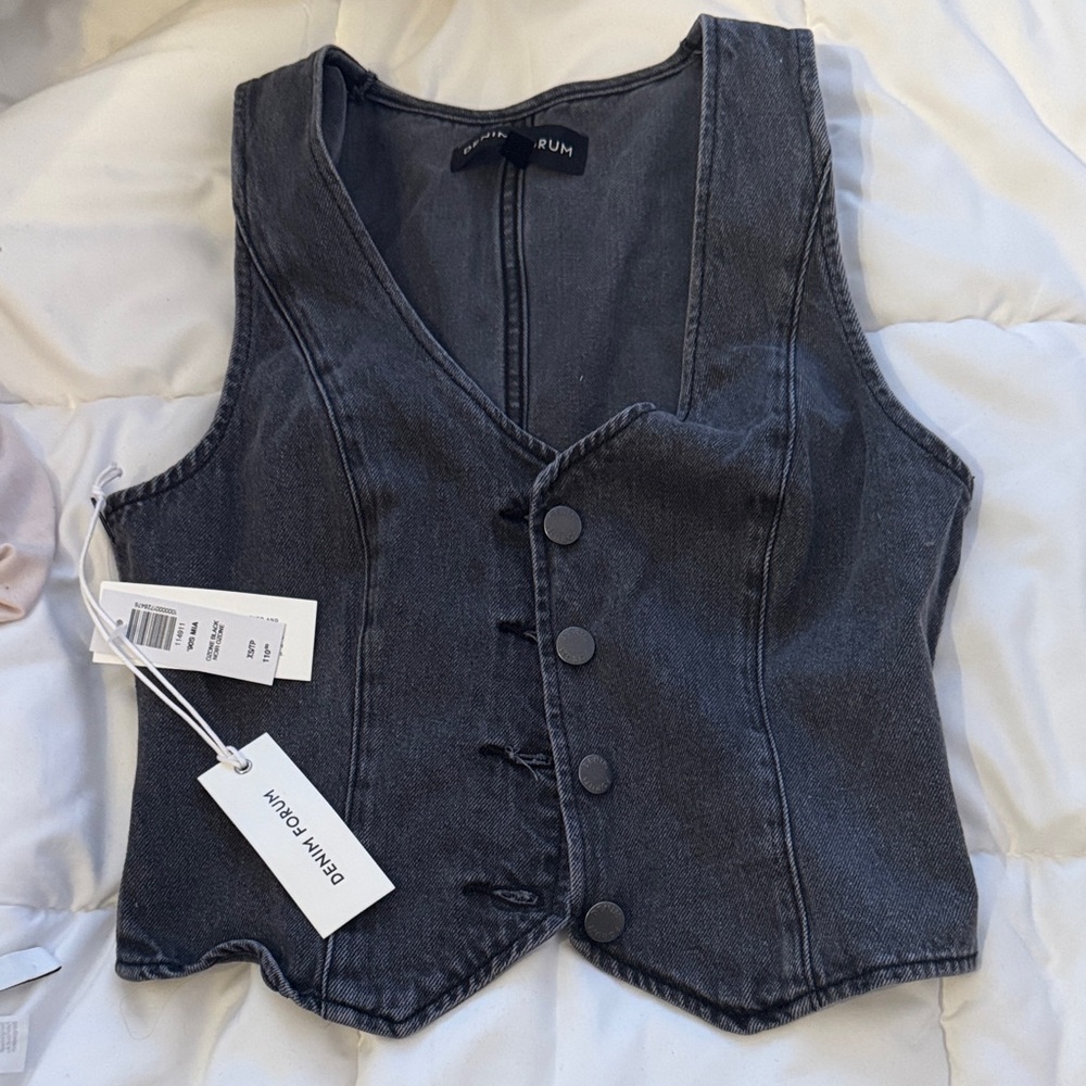 Zara Charcoal Denim Vest